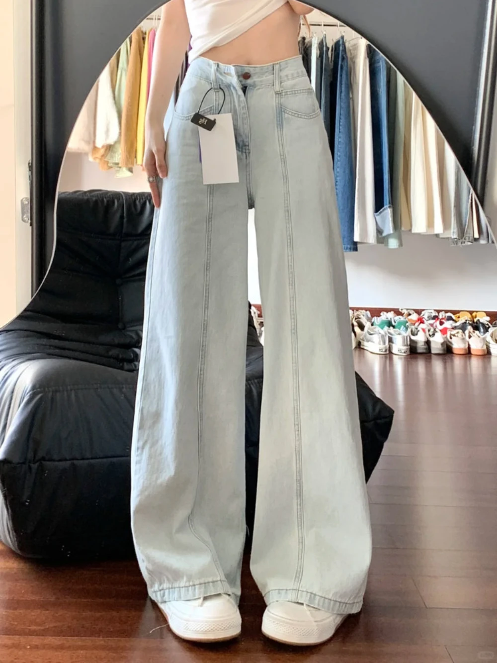 Fashion Vintage Slim High Waist Drape Wide Leg Denim Pants Casual Loose Versatile Women's Light Blue Staight Tube Jeans
Fashion Vintage Slim High Waist Drape Wide Leg Denim Pants Casual Loose Versatile Women's Light Blue Staight Tube Jeans