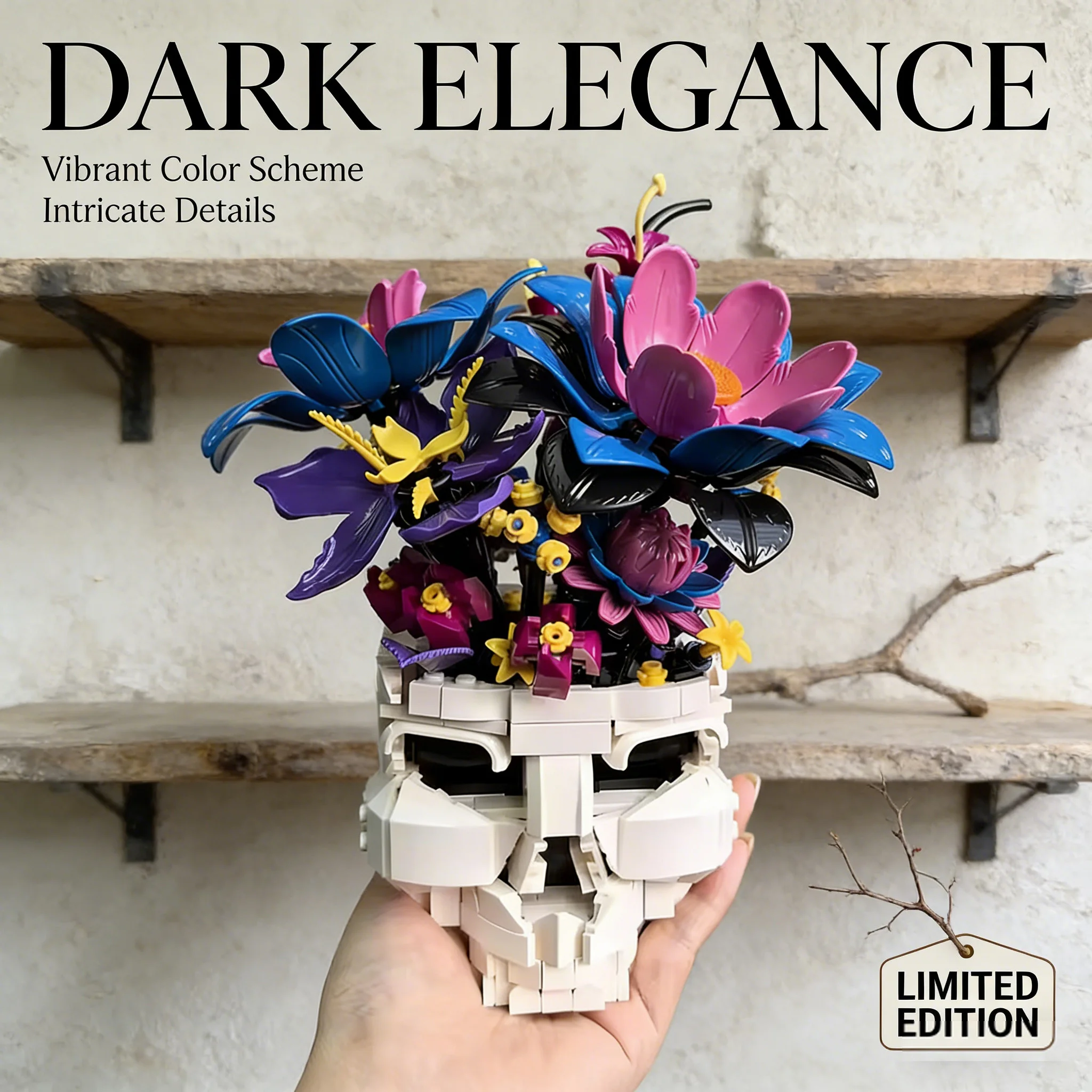 New 2026 Creative Technology Gothic Skull Floral Building Blocks Skeleton Bouquet Home Desktop Decoration Horror Style Brick Toy
New 2026 Creative Technology Gothic Skull Floral Building Blocks Skeleton Bouquet Home Desktop Decoration Horror Style Brick Toy