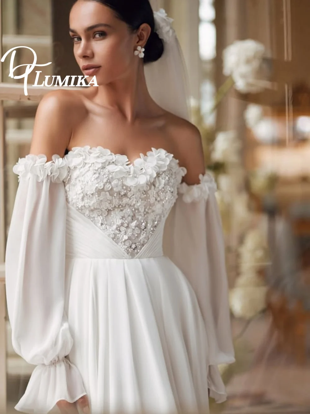Dreamy Off-Shoulder Sheer-Sleeve Wedding Dress 2026 Enchanting Beaded Bridal Gown Fashion A-Line Floor-Length Bridal Dress Robe
Dreamy Off-Shoulder Sheer-Sleeve Wedding Dress 2026 Enchanting Beaded Bridal Gown Fashion A-Line Floor-Length Bridal Dress Robe