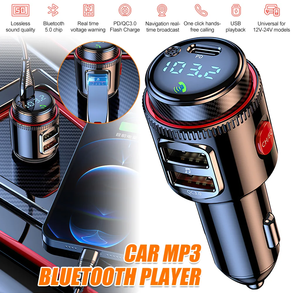Автомобильный FM-передатчик Bluetooth 5,0 MP3-плеер PD 30 Вт USB QC3.0 Адаптер для быстрой зарядки Автомобильное зарядное устройство с двумя USB-портами Плеер громкой связи
Автомобильный FM-передатчик Bluetooth 5,0 MP3-плеер PD 30 Вт USB QC3.0 Адаптер для быстрой зарядки Автомобильное зарядное устройство с двумя USB-портами Плеер громкой связи