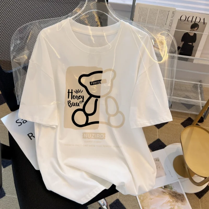 Summer short sleeve T-shirt women's cotton medium long loose casual women's Korean version of the new 2024 tide brand round neck
Summer short sleeve T-shirt women's cotton medium long loose casual women's Korean version of the new 2024 tide brand round neck
