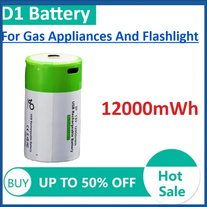 1.5V R20 12000mWh D1 Size Rechargeable Batteries with Type-C Cable for Gas Appliances and Flashlight
1.5V R20 12000mWh D1 Size Rechargeable Batteries with Type-C Cable for Gas Appliances and Flashlight