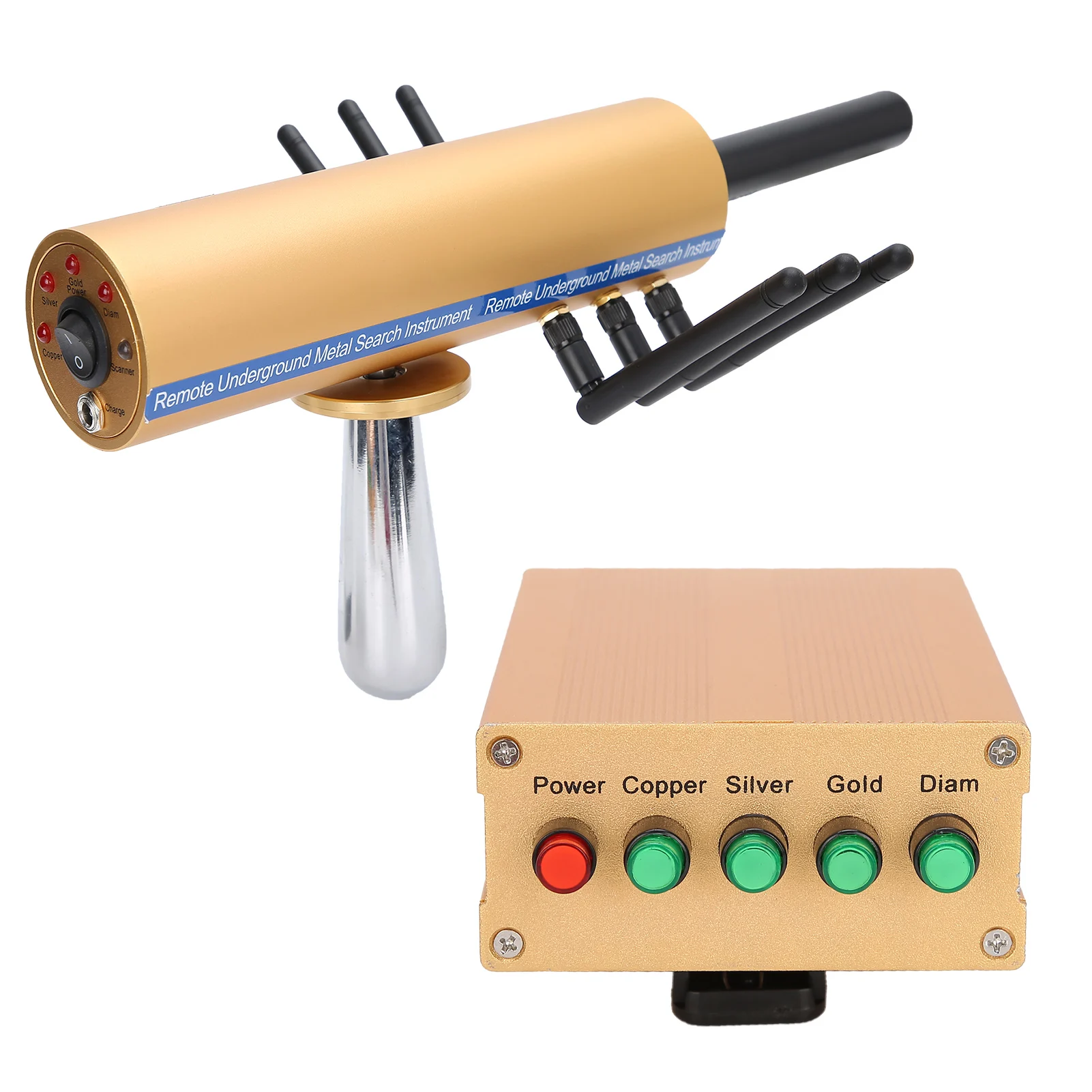 Handheld Long Range Gold Metal Detector Gems Diamonds Finder Detection Tool with 6 Antennas
Handheld Long Range Gold Metal Detector Gems Diamonds Finder Detection Tool with 6 Antennas