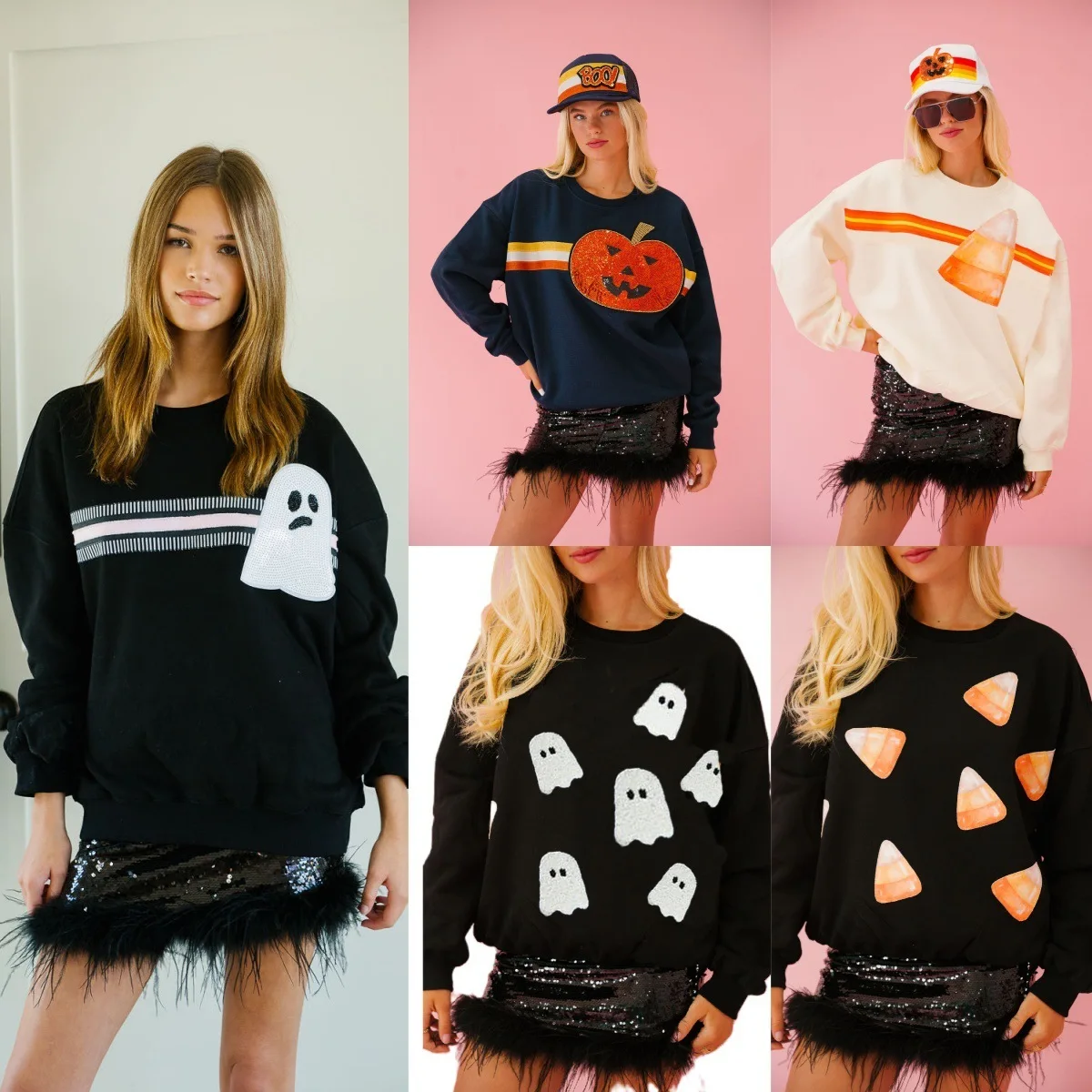 Women'S Halloween Sweatshirt Pullover Ghost Pumpkin Candies Wear Sequins Versatile Top Sweater For Women
Women'S Halloween Sweatshirt Pullover Ghost Pumpkin Candies Wear Sequins Versatile Top Sweater For Women