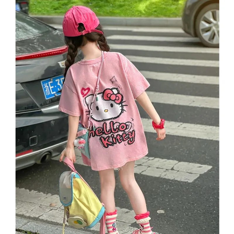 Hello Kitty Anime Kawaii Sanrio Girls Short Sleeve Shirt Cute Cotton Summer Fashionable Casual Hoodie Clothes Gifts Toys
Hello Kitty Anime Kawaii Sanrio Girls Short Sleeve Shirt Cute Cotton Summer Fashionable Casual Hoodie Clothes Gifts Toys
