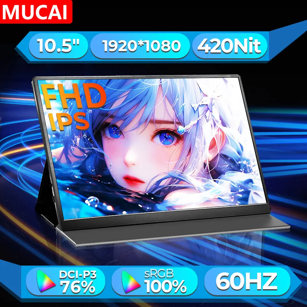 MUCAI 100% sRGB Low Blue Light Portable Mobile Monitor 10.5 "IPS Suitable for Laptop, Mac, Xbox,PS4/5,and Switch Display Devices
MUCAI 100% sRGB Low Blue Light Portable Mobile Monitor 10.5 "IPS Suitable for Laptop, Mac, Xbox,PS4/5,and Switch Display Devices