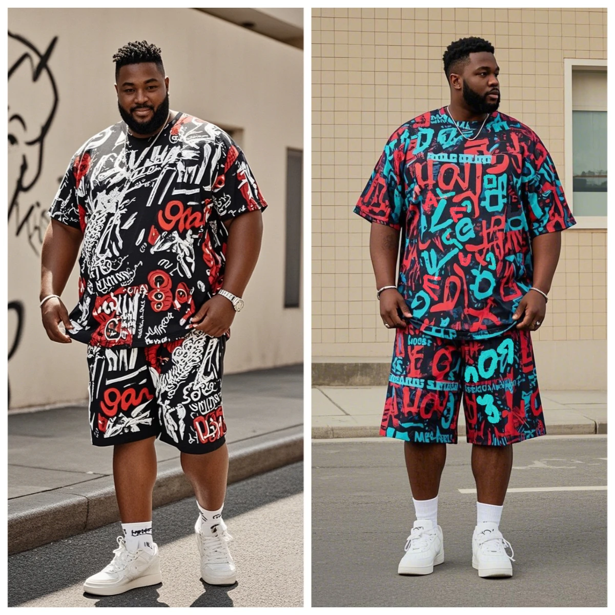 S-9XL Big & Tall Full Print Graffiti Letter Art Tee & Shorts 2Pcs Streetwear Outfit
S-9XL Big & Tall Full Print Graffiti Letter Art Tee & Shorts 2Pcs Streetwear Outfit