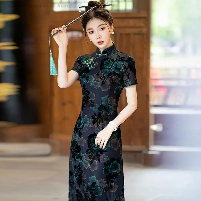New Chinese Style Grace Cheongsams Spring Summer A-Line Qipao Woman Big Size 5XL Vestidos Dress Lady Traditional Mandarin Collar
New Chinese Style Grace Cheongsams Spring Summer A-Line Qipao Woman Big Size 5XL Vestidos Dress Lady Traditional Mandarin Collar