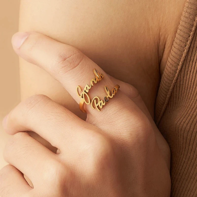 Customizable Double Name Ring Adjustable Stainless Steels Ring for Couple Personalized Gift Fashions Captive Letter Ring Gift
Customizable Double Name Ring Adjustable Stainless Steels Ring for Couple Personalized Gift Fashions Captive Letter Ring Gift