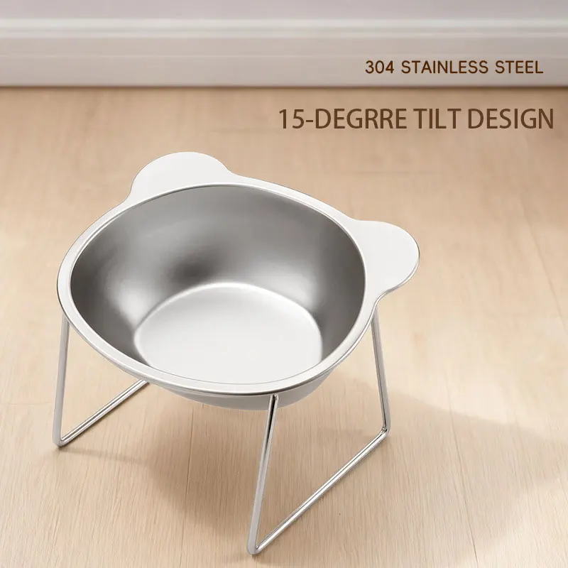 304 Stainless Steel Cat Bowl with 15° Elevated Design Tilted Pet Bowl, Neck Guard, Healthy Feeding for Cats and Puppies
304 Stainless Steel Cat Bowl with 15° Elevated Design Tilted Pet Bowl, Neck Guard, Healthy Feeding for Cats and Puppies