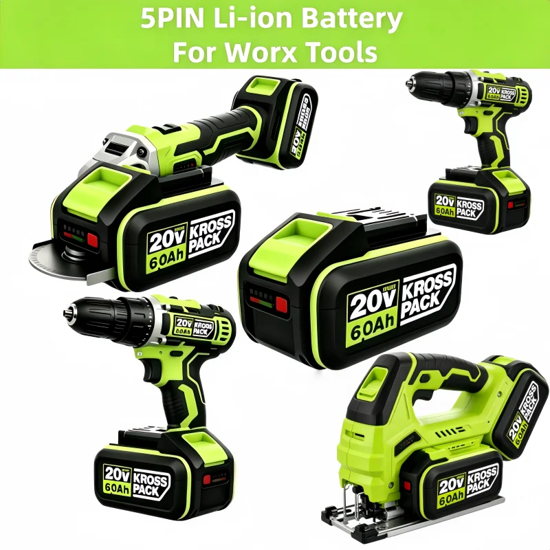 WORX 20V 5-Pin Li-ion Battery High-Capacity Replacement 6000mAh 8000mAh for WA35 Series Cordless Tools Rechargeable Battery
WORX 20V 5-Pin Li-ion Battery High-Capacity Replacement 6000mAh 8000mAh for WA35 Series Cordless Tools Rechargeable Battery