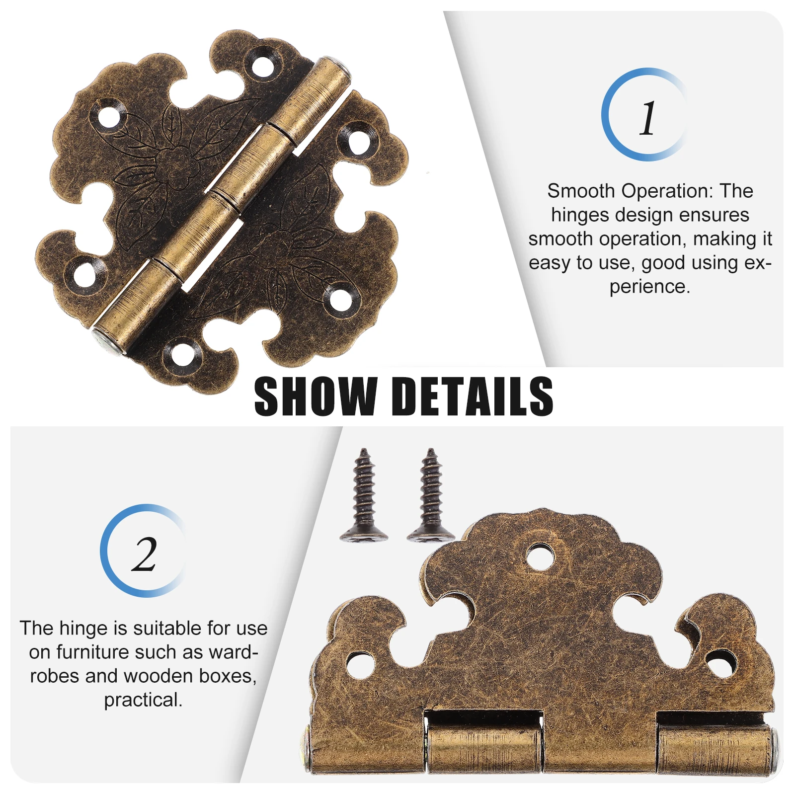 4pcs Bronze Vintage Zinc Alloy Surface Smooth Heavy Duty Furniture Hinges For Cabinet Door Wooden Box Chest Cupboard
4pcs Bronze Vintage Zinc Alloy Surface Smooth Heavy Duty Furniture Hinges For Cabinet Door Wooden Box Chest Cupboard