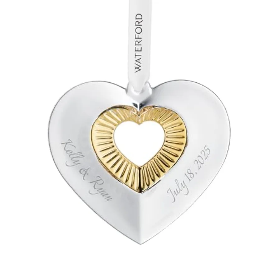 Personalized Heart Ornament with Gold, Custom Engraved Crystal Heart Christmas Ornament for Couples, Wedding, Anniversary
Personalized Heart Ornament with Gold, Custom Engraved Crystal Heart Christmas Ornament for Couples, Wedding, Anniversary