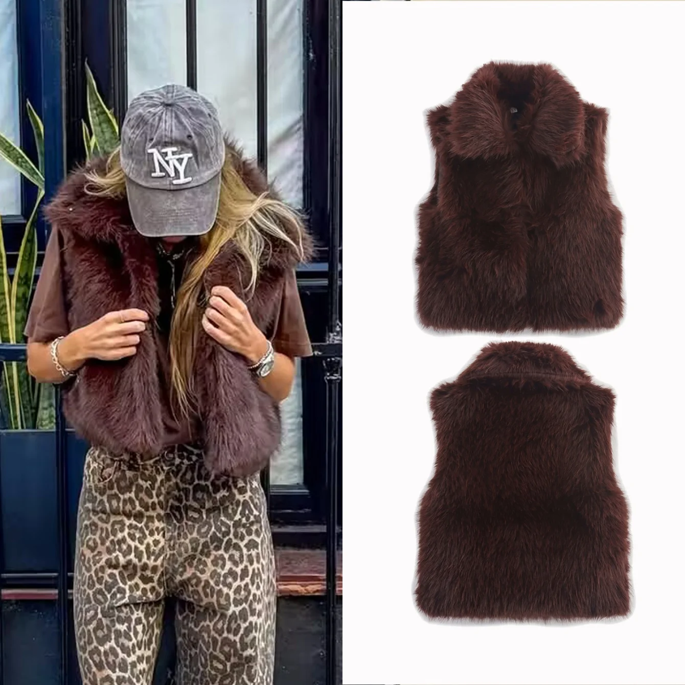 2025 Autumn Solid Women's Thick Warm Faux Fur Waistcoat Sleeveless Lapel Collar Front Hook Female Outerwear Fashion Chic Vest To
2025 Autumn Solid Women's Thick Warm Faux Fur Waistcoat Sleeveless Lapel Collar Front Hook Female Outerwear Fashion Chic Vest To