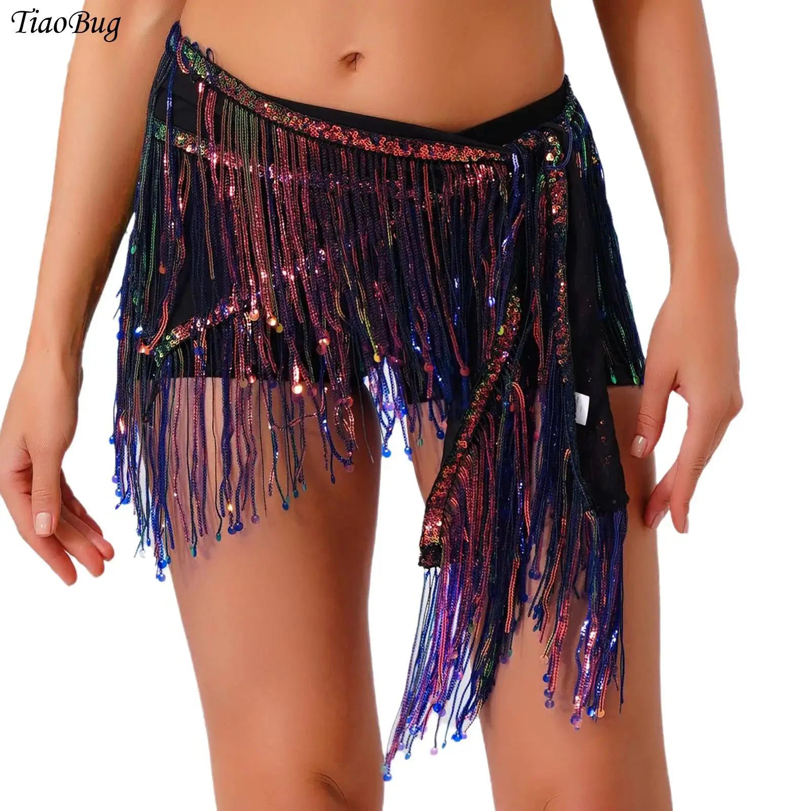 Womens Belly Dance Hip Scarf Shiny Sequins Tassel Fringe Lace-up Waist Chain Skirt for Folk Jazz Latin Cha-cha Dance Performance
Womens Belly Dance Hip Scarf Shiny Sequins Tassel Fringe Lace-up Waist Chain Skirt for Folk Jazz Latin Cha-cha Dance Performance