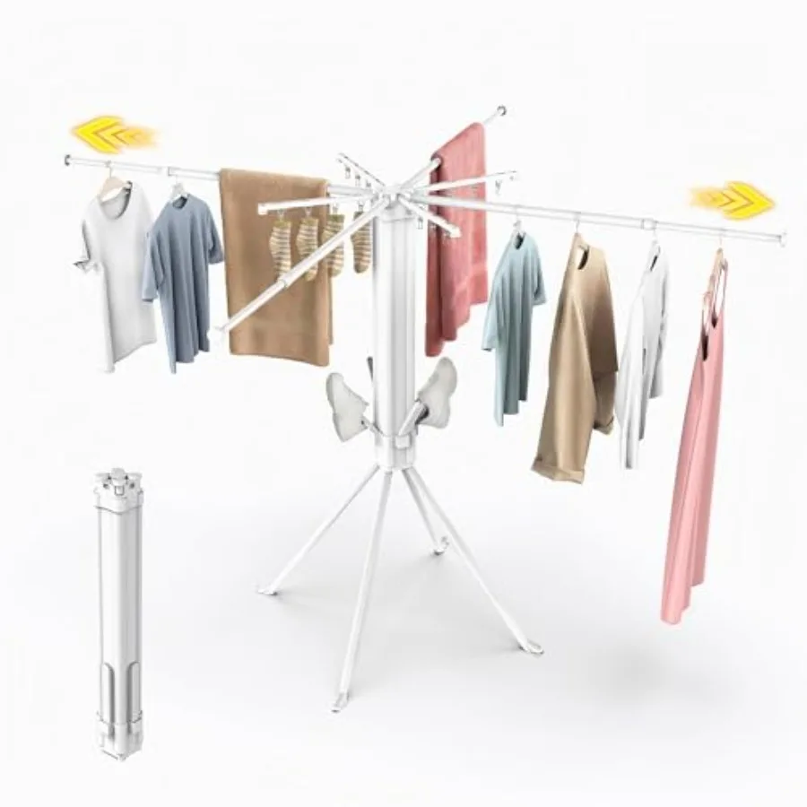 Foldable Extending Clothes Drying Rack with 16 Clips 4 Shoe Pegs 4-Legged Collapsible Laundry Stand in Silver for Indoor Outdoo
Foldable Extending Clothes Drying Rack with 16 Clips 4 Shoe Pegs 4-Legged Collapsible Laundry Stand in Silver for Indoor Outdoo