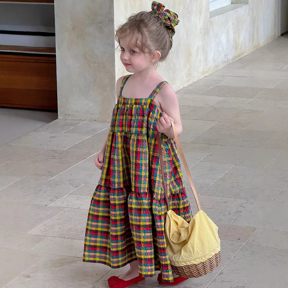 The 2025 Summer New Childrens Dress Girls Korean-style Baby Girl Checkered Halter Dress Hair Tie Casual Simple and Daily
The 2025 Summer New Childrens Dress Girls Korean-style Baby Girl Checkered Halter Dress Hair Tie Casual Simple and Daily