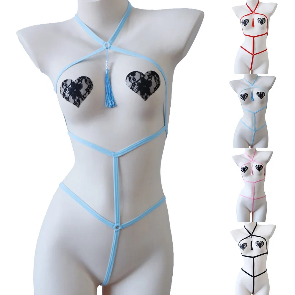 Women Sexy Lingerie Elastic Bandage Pajamas Pearls Tassels Bodysuit Ladies Thin Straps Exotic Underwear
Women Sexy Lingerie Elastic Bandage Pajamas Pearls Tassels Bodysuit Ladies Thin Straps Exotic Underwear