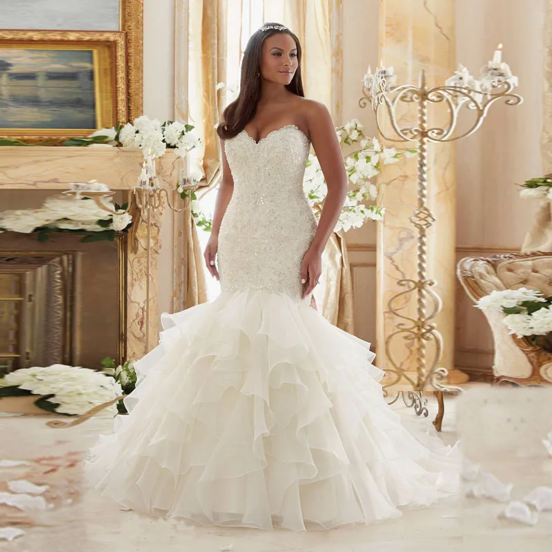 GUXQD Elegant Mermaid Wedding Dresses Sweetheart Beading Court Train Bridal Gowns Ruffles Vestido De Noiva robe de mariée
GUXQD Elegant Mermaid Wedding Dresses Sweetheart Beading Court Train Bridal Gowns Ruffles Vestido De Noiva robe de mariée