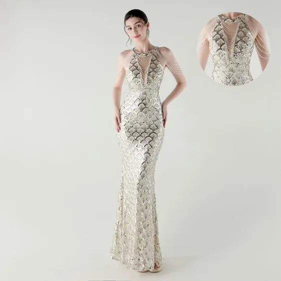 Prom Dress Women Party Long Mermaid Sleeveless Sequin Evening Dress Sheer Mesh Chain Strap Maxi Dress Floor Length Slim Fit
Prom Dress Women Party Long Mermaid Sleeveless Sequin Evening Dress Sheer Mesh Chain Strap Maxi Dress Floor Length Slim Fit
