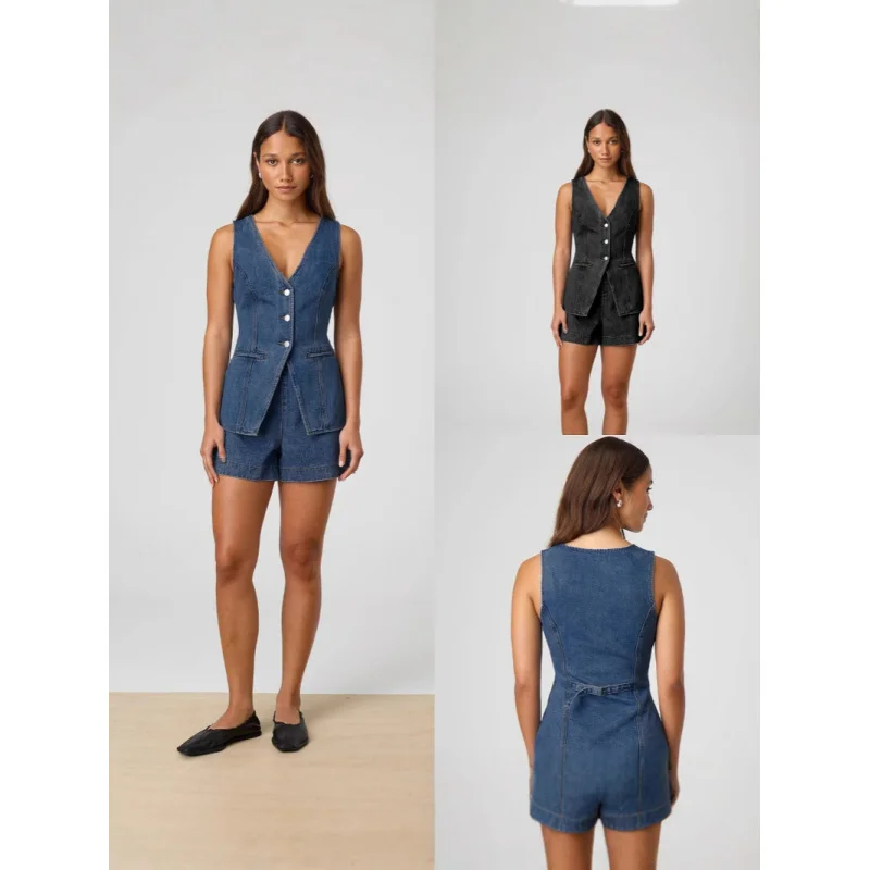 2025Spring Summer New Fashion Sleeveless Waist-Cinching High-Waisted Loose Shorts Set
2025Spring Summer New Fashion Sleeveless Waist-Cinching High-Waisted Loose Shorts Set
