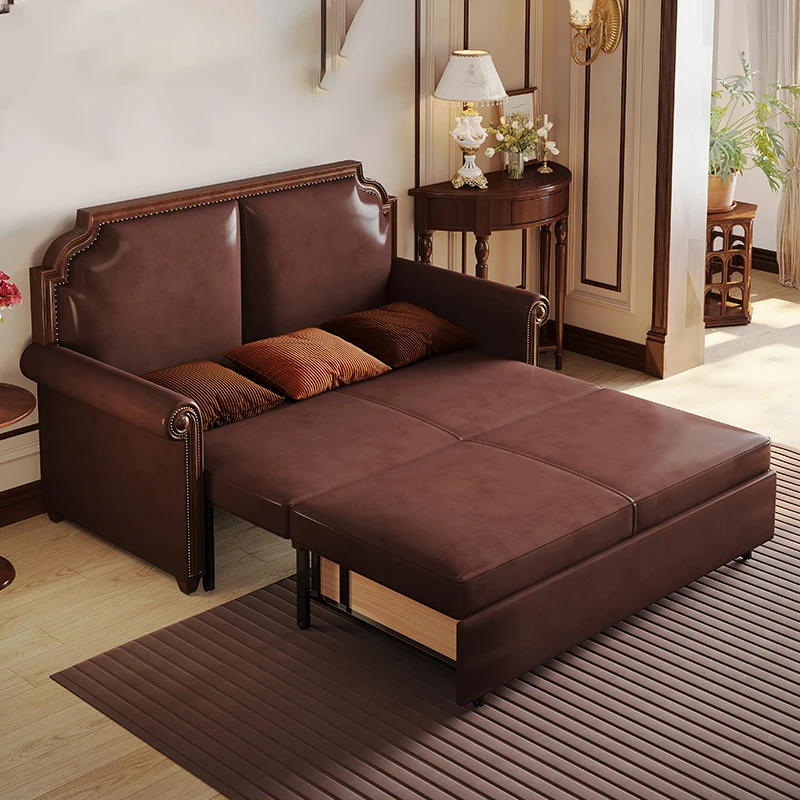 American Retro Leather Sofa Bed for Both Sitting and Sleeping, Foldable Storage, Living Room, Double Sofa
American Retro Leather Sofa Bed for Both Sitting and Sleeping, Foldable Storage, Living Room, Double Sofa