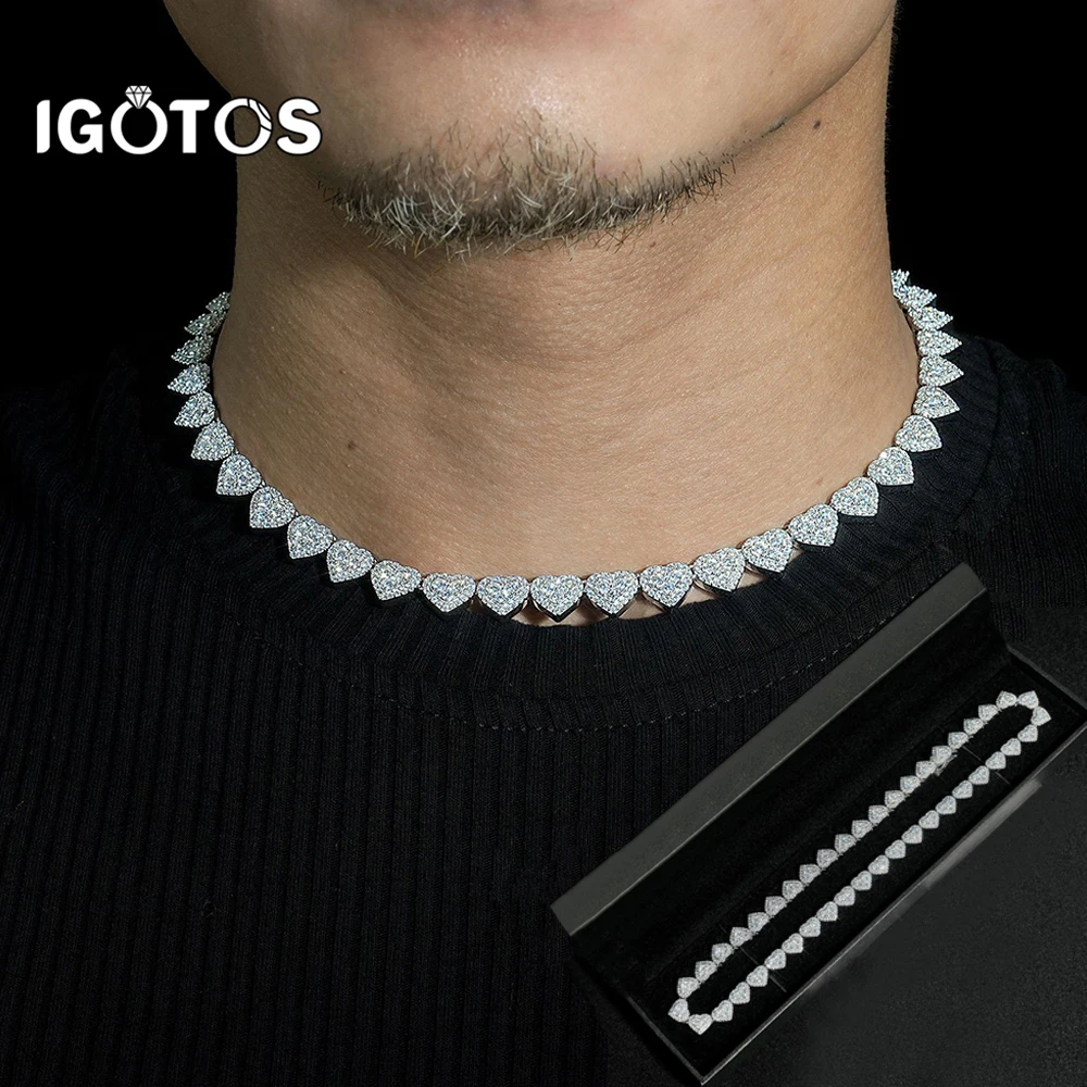 IGOTOS 8mm Heart Moissanite Tennis Necklace Bracelets for Women Men 925 Sterling Sliver Hip Hop Full Diamond Neck Chain Jewelry
IGOTOS 8mm Heart Moissanite Tennis Necklace Bracelets for Women Men 925 Sterling Sliver Hip Hop Full Diamond Neck Chain Jewelry