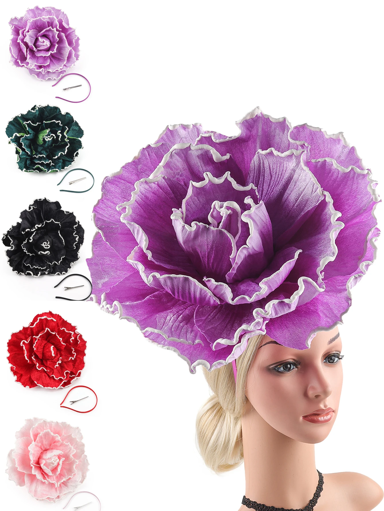 Women Exaggerated Rose Flowers Fascinator Hat Kentucky Derby Headwear Bridal Makeup Prom Photo Shoot Tea Party Accessories Hat
Women Exaggerated Rose Flowers Fascinator Hat Kentucky Derby Headwear Bridal Makeup Prom Photo Shoot Tea Party Accessories Hat
