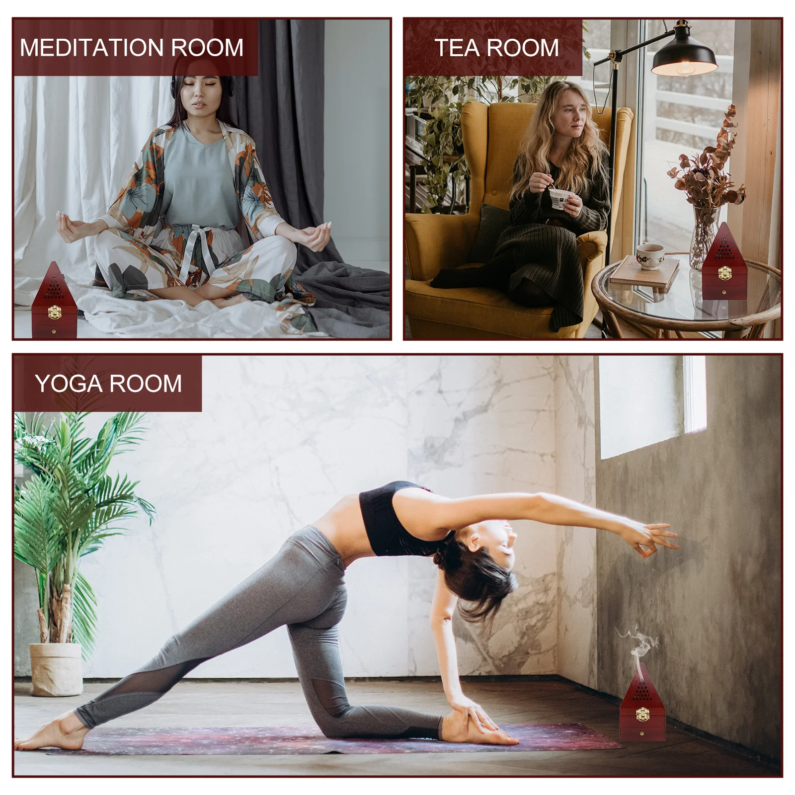 Wooden Incense Burner Decor For Home Yoga Meditation Room Dark Red Smooth Craft Home Censer Decoration
Wooden Incense Burner Decor For Home Yoga Meditation Room Dark Red Smooth Craft Home Censer Decoration