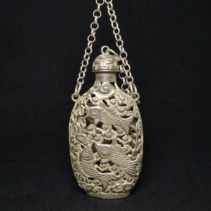 YIZHU CULTUER ART Collection Old China Tibet Silver Hand-made Fish Lotus Crane Sachet Pendant
YIZHU CULTUER ART Collection Old China Tibet Silver Hand-made Fish Lotus Crane Sachet Pendant