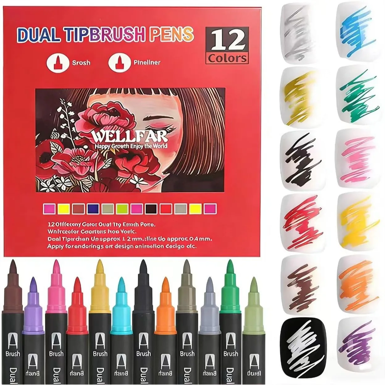 Dual Tip Markers for Adult Coloring Books No Bleeding – Gel Acrylic Paint Pens for Drawing, Rock Painting, Journaling
Dual Tip Markers for Adult Coloring Books No Bleeding – Gel Acrylic Paint Pens for Drawing, Rock Painting, Journaling