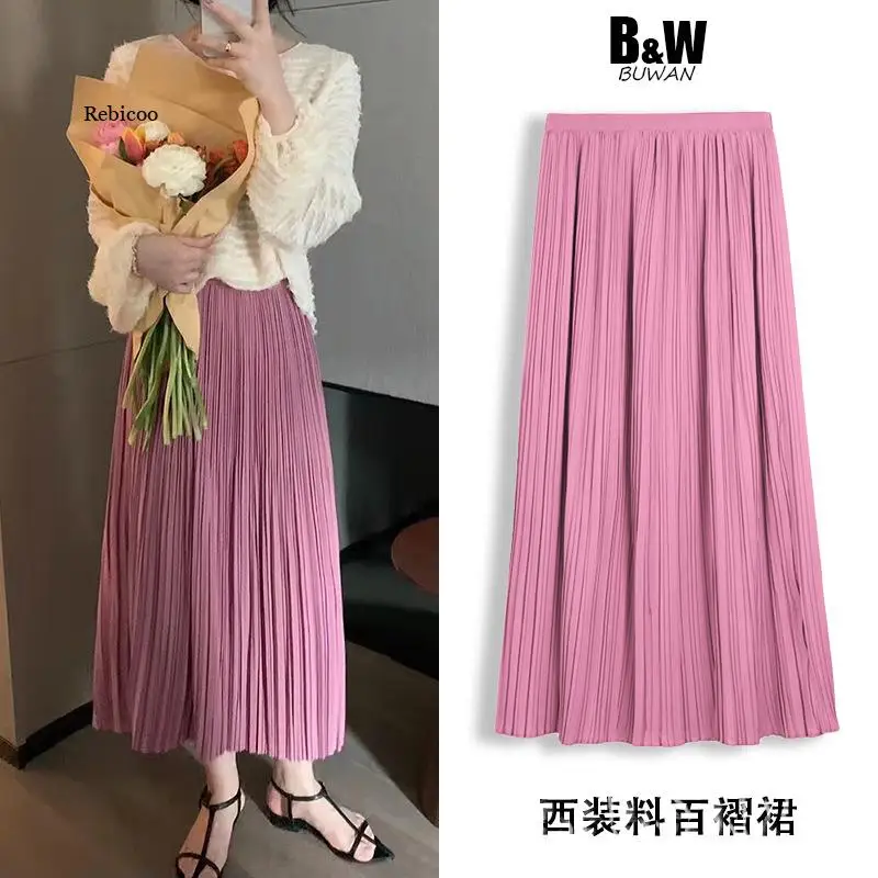 Spring Summer Pleated Skirt Woman High Waist Chiffon Solid Color Casual Sweet Vacation Style A-line Mid-Calf Midi Skirts Women
Spring Summer Pleated Skirt Woman High Waist Chiffon Solid Color Casual Sweet Vacation Style A-line Mid-Calf Midi Skirts Women