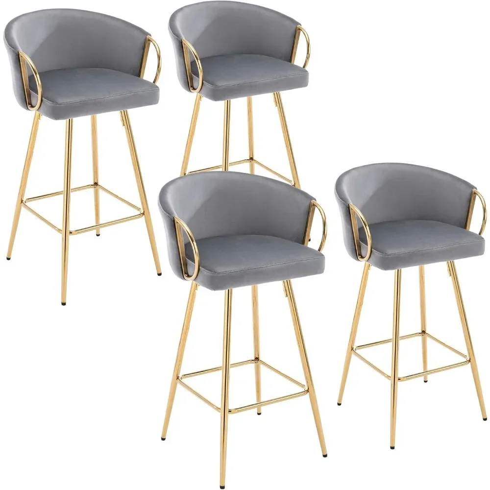 Bar Stools Set of 4, 26 Inch Counter Height Bar Stools Velvet Low Back Chair with Golden Armrest
Bar Stools Set of 4, 26 Inch Counter Height Bar Stools Velvet Low Back Chair with Golden Armrest