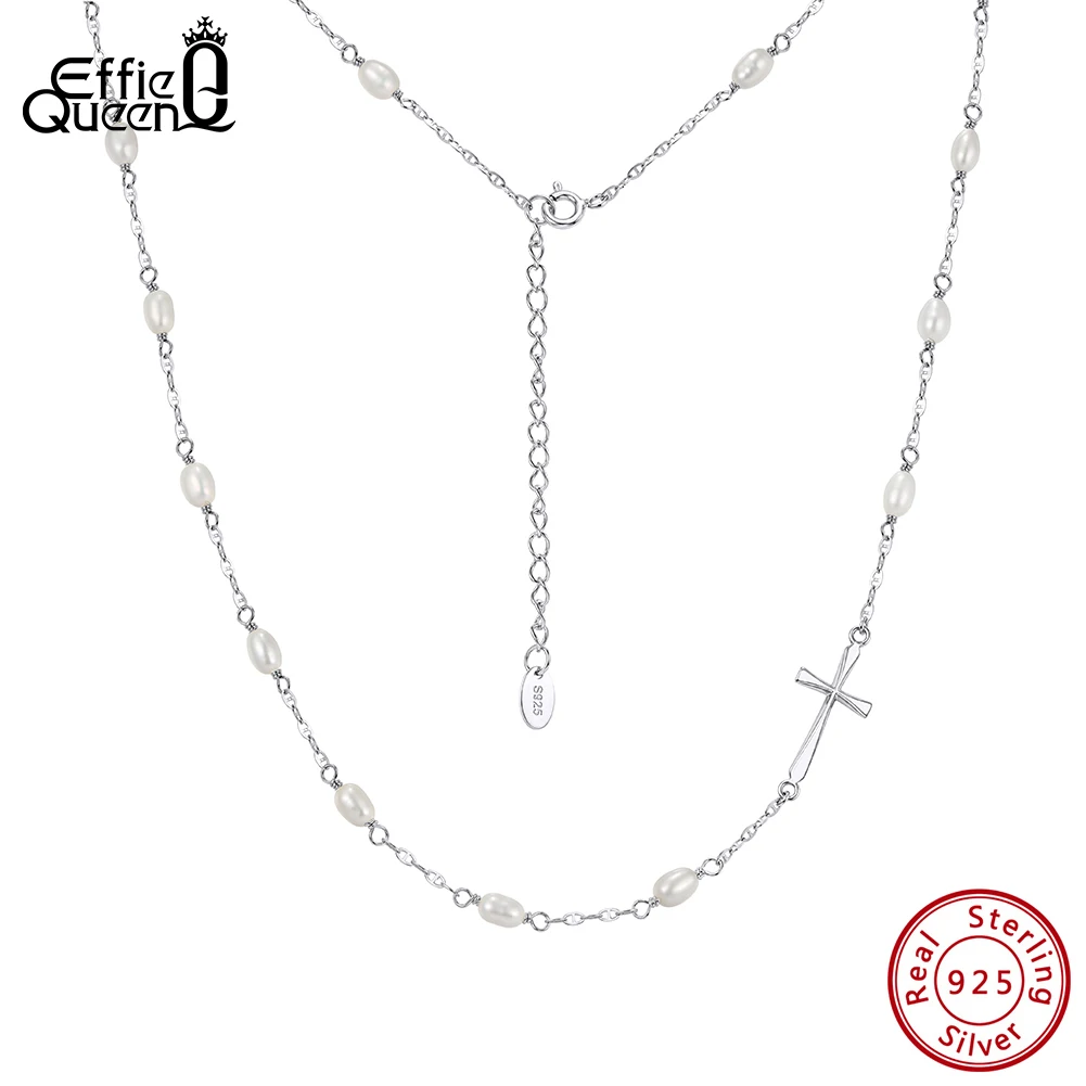 Effie Queen 925 Silver Freshwater Pearl Cross Choker Necklace for Women Classic Fashion Jewelry Minimalist Accessories GPN106
Effie Queen 925 Silver Freshwater Pearl Cross Choker Necklace for Women Classic Fashion Jewelry Minimalist Accessories GPN106
