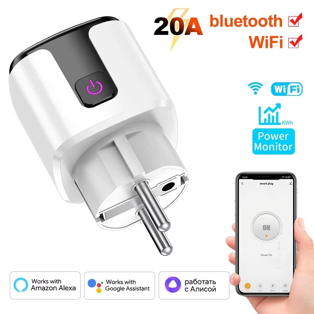 Smart WiFi EU Plug With Power Monitoring Timing Function 20A Socket Outlet Voice Control Works with Tuya Alexa Google Home Alice
Smart WiFi EU Plug With Power Monitoring Timing Function 20A Socket Outlet Voice Control Works with Tuya Alexa Google Home Alice