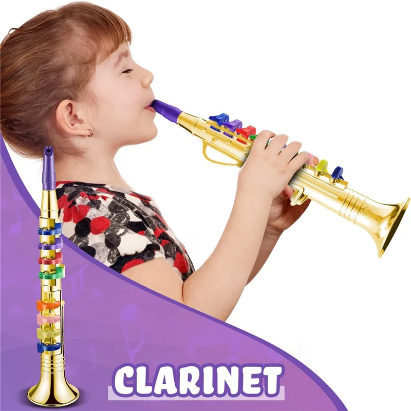 ABVL-Set Of 2 Music Instruments Trumpet And Saxophone Portable Clarinet With Colored Keys Educational Toy Kit For Home School
ABVL-Set Of 2 Music Instruments Trumpet And Saxophone Portable Clarinet With Colored Keys Educational Toy Kit For Home School
