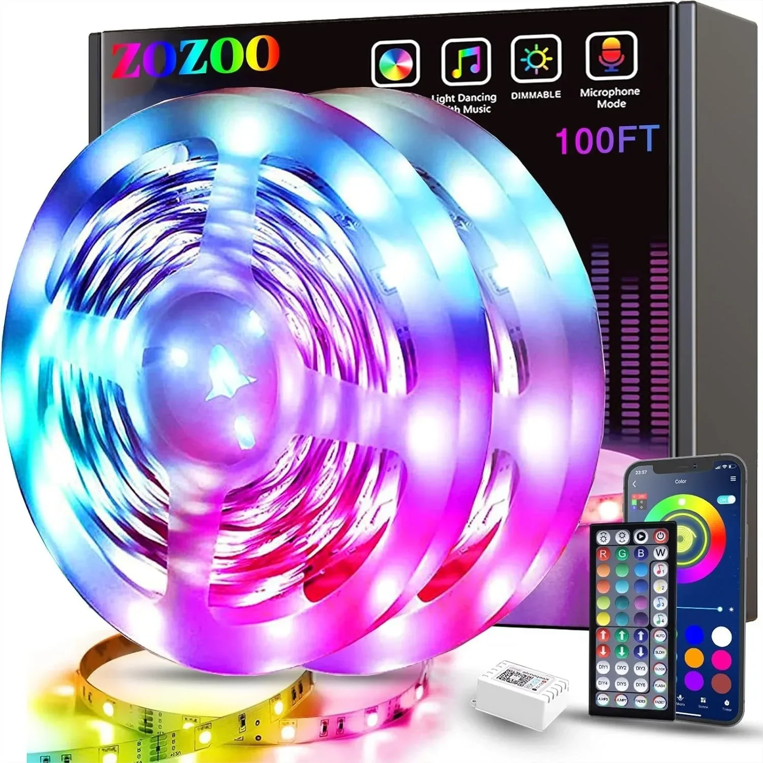 100ft RGB LED Strip Lights for Bedroom, Smart Light Strips with Remote & App Control, Music Sync Color Changing for Party Decor
100ft RGB LED Strip Lights for Bedroom, Smart Light Strips with Remote & App Control, Music Sync Color Changing for Party Decor