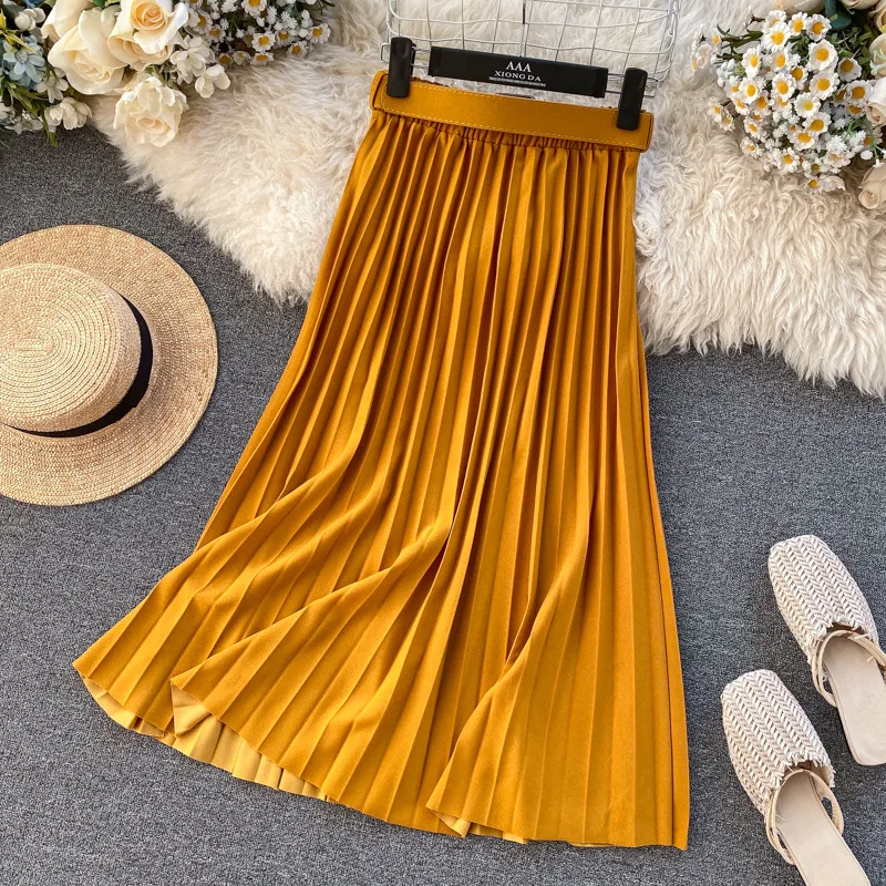 Delivery belt half skirt for women 2024 new mid to long style slimming A-line pleated skirt high waisted accordion skirt new
Delivery belt half skirt for women 2024 new mid to long style slimming A-line pleated skirt high waisted accordion skirt new