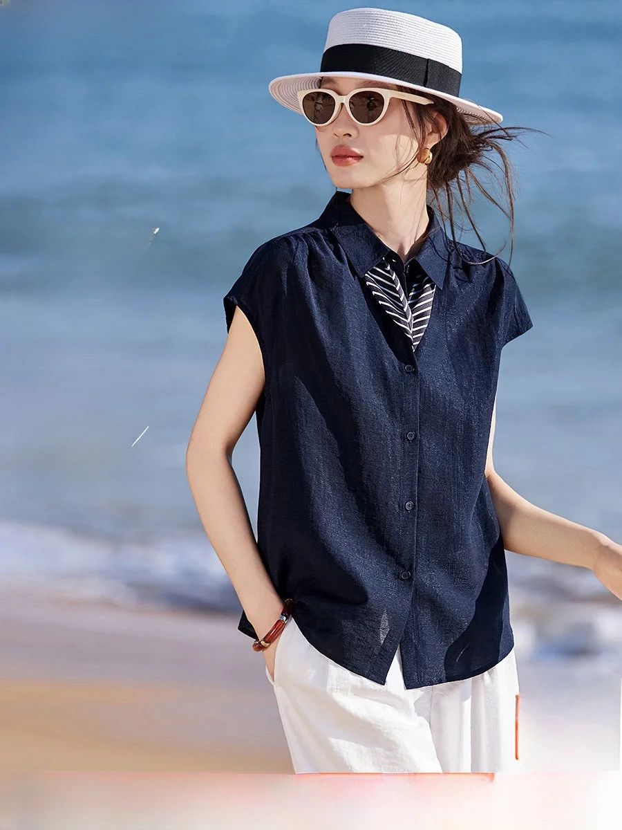 Mo Han Mei Hemp Short Sleeve Shirt Commute Simple Shoulder Pleat Women's Fashion Korean Style Shirt Nylon Linen Blend
Mo Han Mei Hemp Short Sleeve Shirt Commute Simple Shoulder Pleat Women's Fashion Korean Style Shirt Nylon Linen Blend