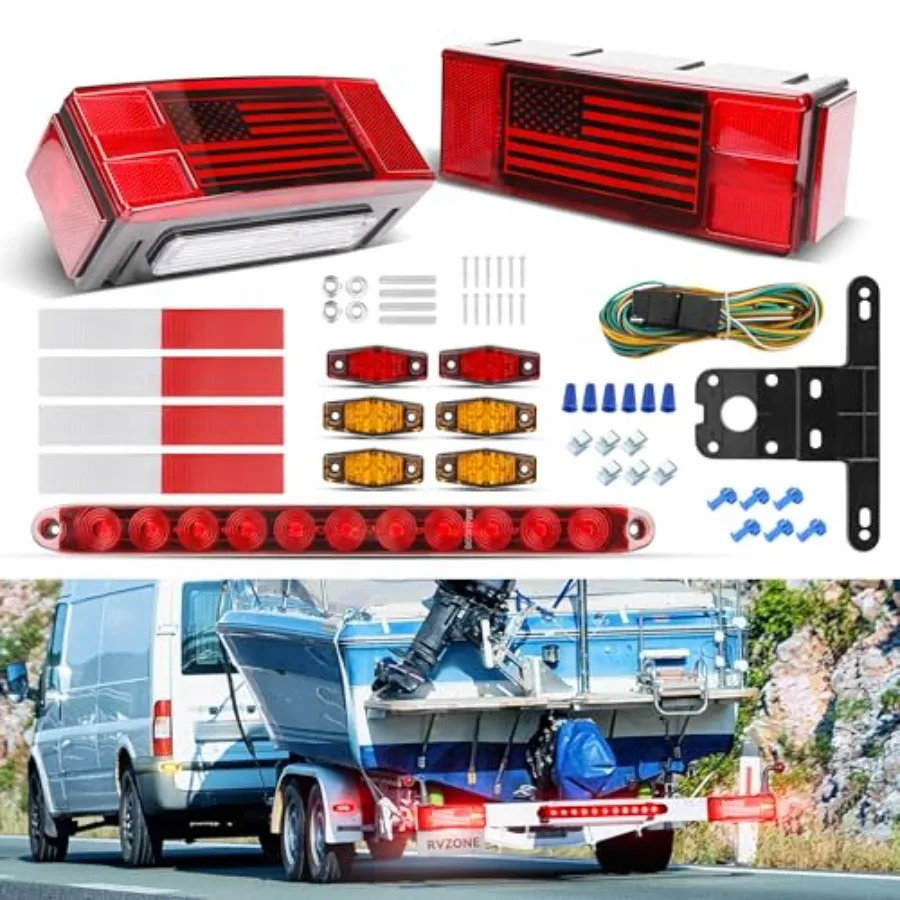 LED Trailer Lights Kit for Utility IP68 Waterproof Boat Trailer Lights and Wiring Kit w/License Plate Lights Brake Lighting Mar
LED Trailer Lights Kit for Utility IP68 Waterproof Boat Trailer Lights and Wiring Kit w/License Plate Lights Brake Lighting Mar