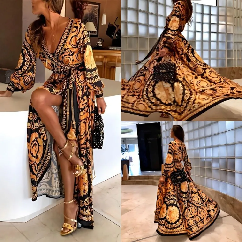Short Version New Summer Dress Loose Large Size Retro Printing Dress V-neck Pullover Style Long Sleeve Pendulum
Short Version New Summer Dress Loose Large Size Retro Printing Dress V-neck Pullover Style Long Sleeve Pendulum