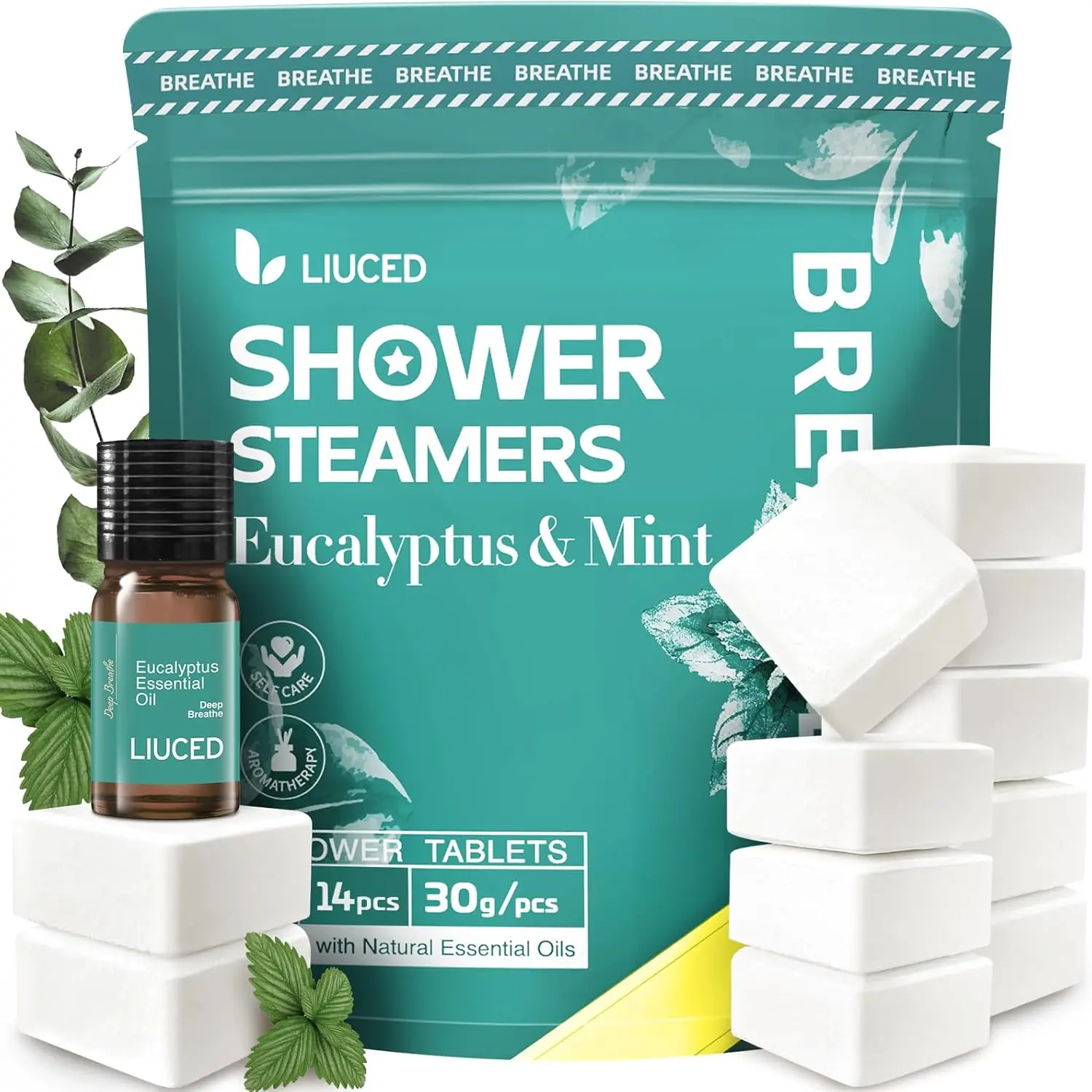 Eucalyptus Mint Shower Steamers 14 Pack + 5ml Oil, Sinus Relief, Gifts for Mom
Eucalyptus Mint Shower Steamers 14 Pack + 5ml Oil, Sinus Relief, Gifts for Mom