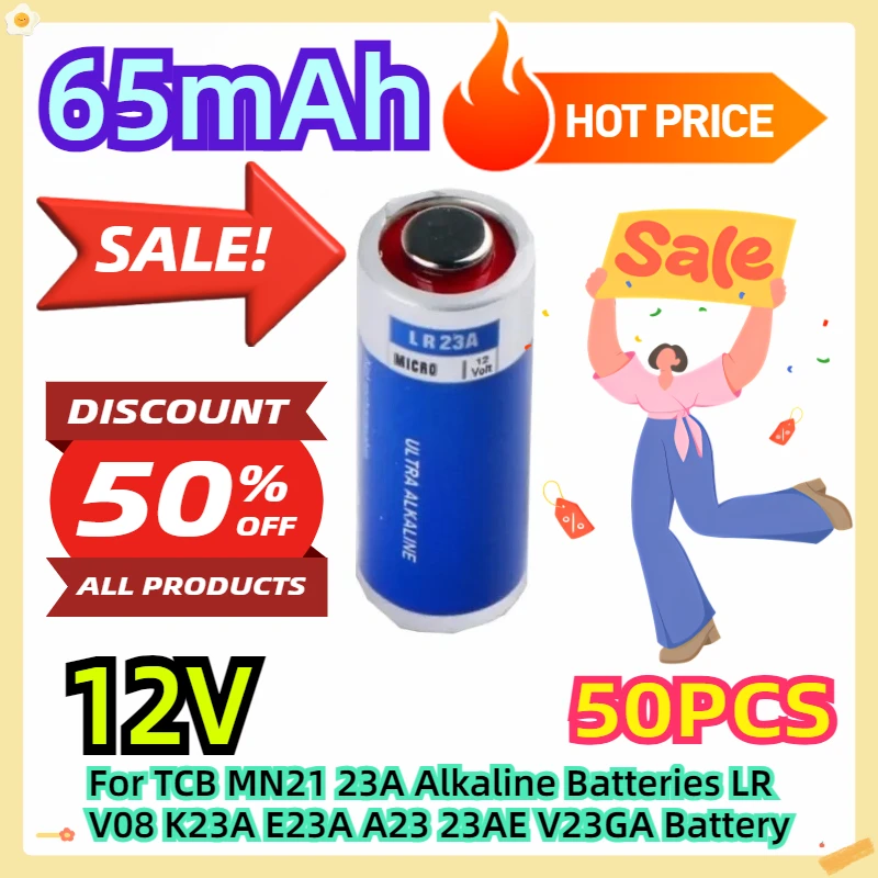 For TCB 12v MN21 23A Alkaline Batteries LRV08 K23A E23A A23 23AE V23GA Battery 50pcs
For TCB 12v MN21 23A Alkaline Batteries LRV08 K23A E23A A23 23AE V23GA Battery 50pcs