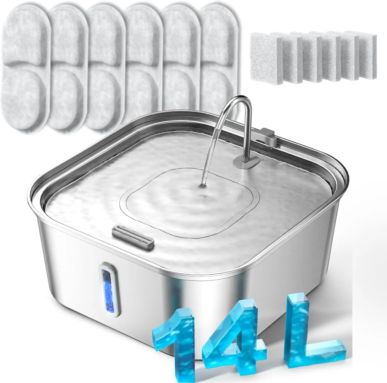 Large Dog Water Fountain 14L/3.7Gal, Stainless Steel Pet Fountain for Large Dogs and Multi-Pets Families, Visible Window &
Large Dog Water Fountain 14L/3.7Gal, Stainless Steel Pet Fountain for Large Dogs and Multi-Pets Families, Visible Window &