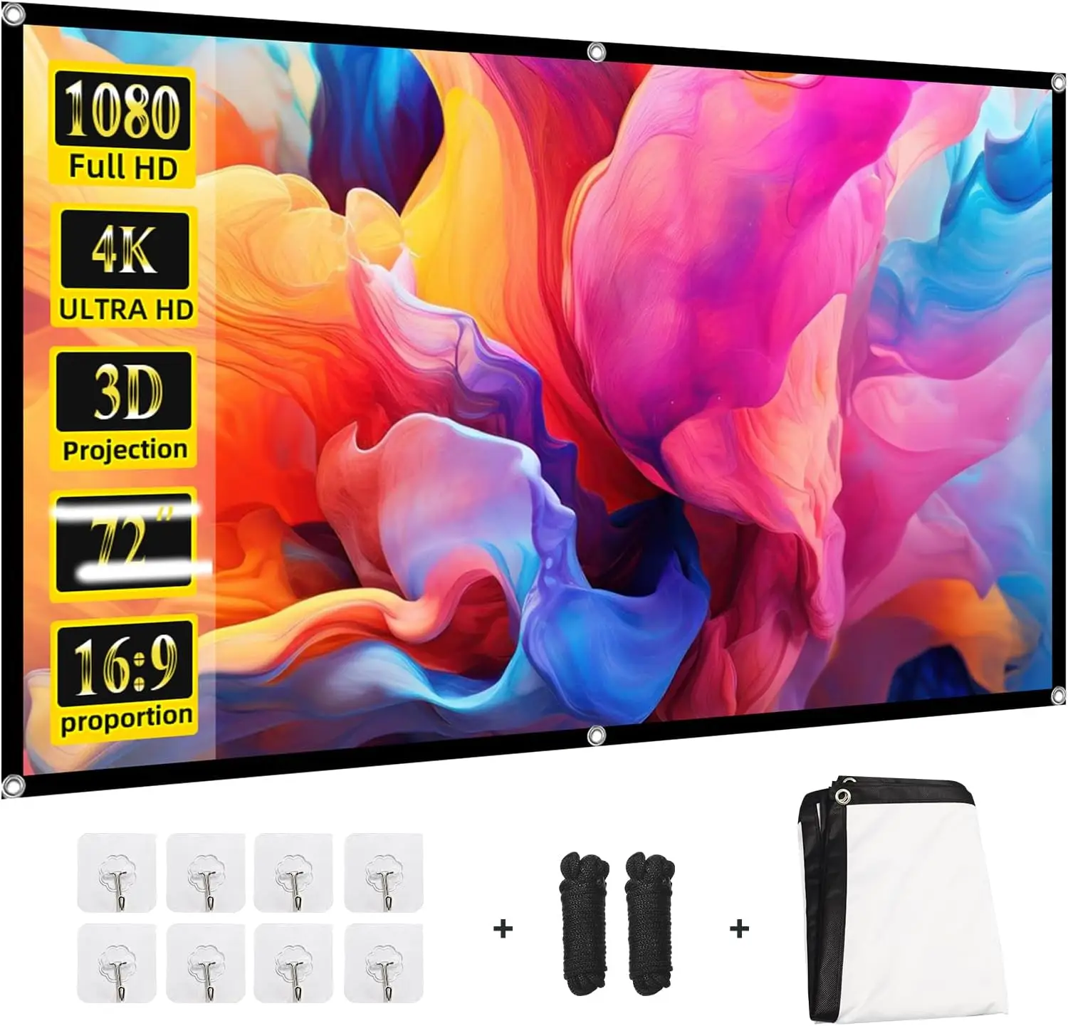 72 inch Projector Screen with 16:9 HD Portable Design for Indoor Outdoor Movie Night and Gaming
72 inch Projector Screen with 16:9 HD Portable Design for Indoor Outdoor Movie Night and Gaming