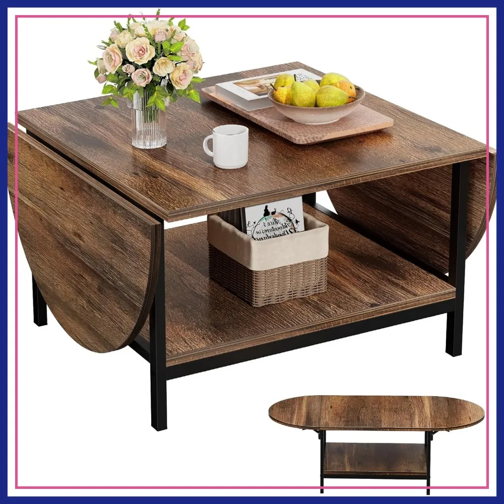 Folding Coffee Table for Living Room, 2-Tier Storage, Mid Century Modern Center Table for Small Space, Oval Farmhouse Table, Dark Brown
Folding Coffee Table for Living Room, 2-Tier Storage, Mid Century Modern Center Table for Small Space, Oval Farmhouse Table, Dark Brown