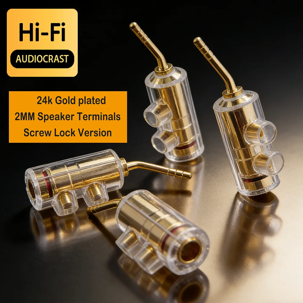 Audiocrast B552g 24k Gold plated 2MM Speaker Terminals Wire Pin Plug Screw Lock Cable Wire Adapter With Rubber Covers Set Banana
Audiocrast B552g 24k Gold plated 2MM Speaker Terminals Wire Pin Plug Screw Lock Cable Wire Adapter With Rubber Covers Set Banana