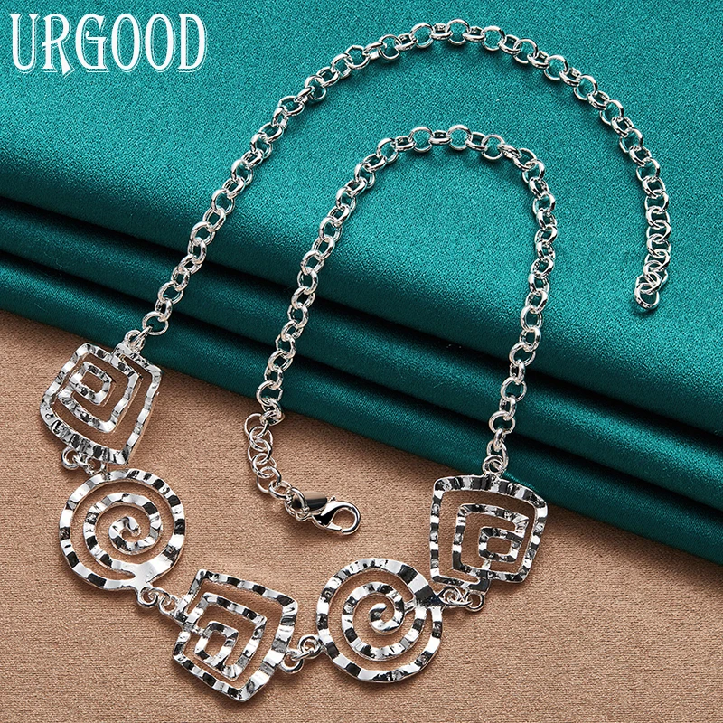 925 Sterling Silver Round Square Spiral Necklace 20 Inch For Women Party Engagement Wedding Fashion Jewelry
925 Sterling Silver Round Square Spiral Necklace 20 Inch For Women Party Engagement Wedding Fashion Jewelry