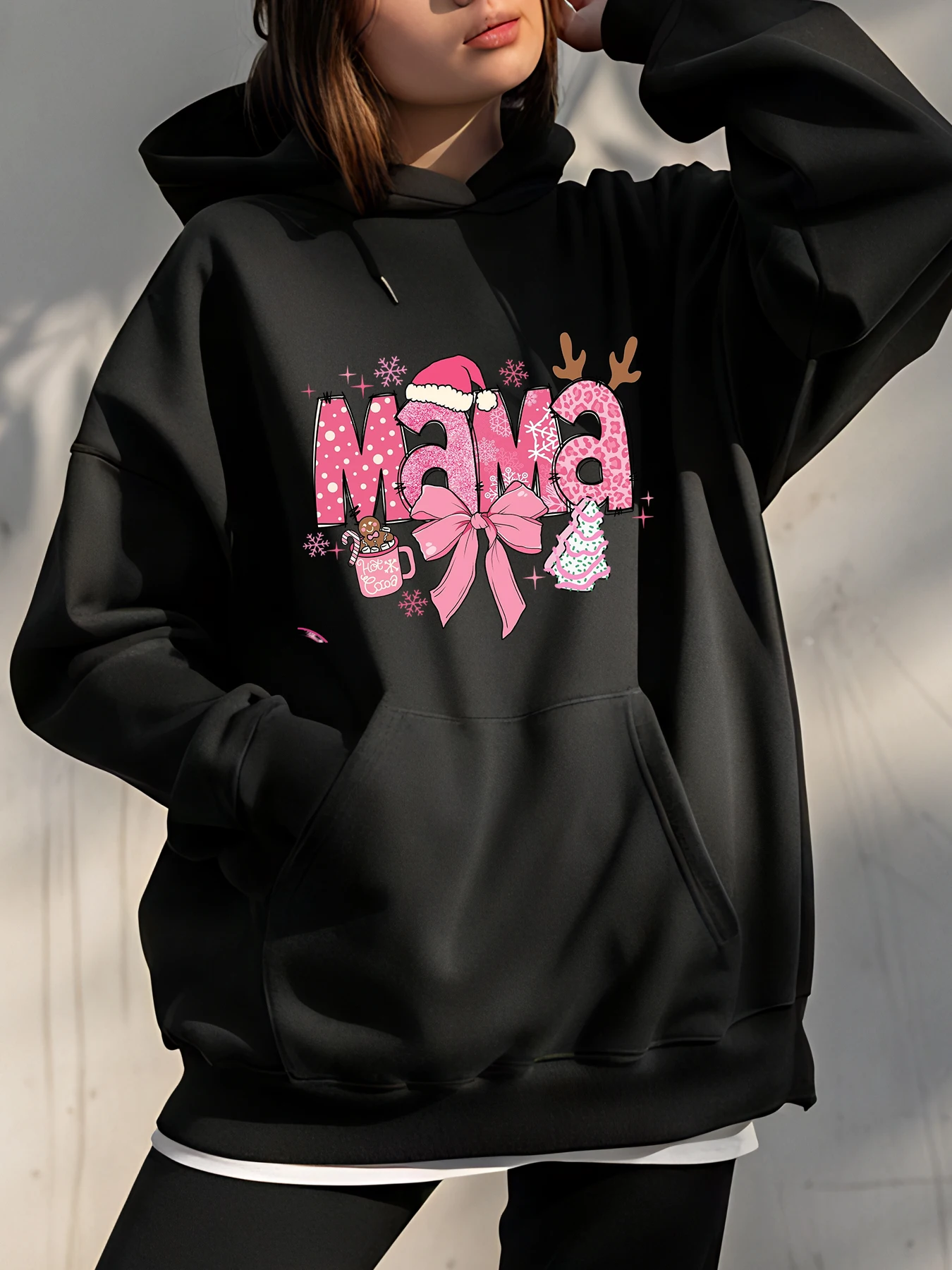 Рождественская толстовка с капюшоном для женщин, розовая милая праздничная толстовка с принтом Санта-Мамы, праздничный наряд для девочек и мам
Рождественская толстовка с капюшоном для женщин, розовая милая праздничная толстовка с принтом Санта-Мамы, праздничный наряд для девочек и мам
