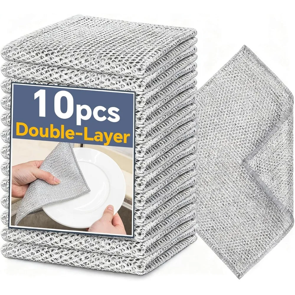 Double Layer Non Scratch Steel Wire Dishcloths for Cookware Sinks Stove Tops Dishes 10 Pieces
Double Layer Non Scratch Steel Wire Dishcloths for Cookware Sinks Stove Tops Dishes 10 Pieces